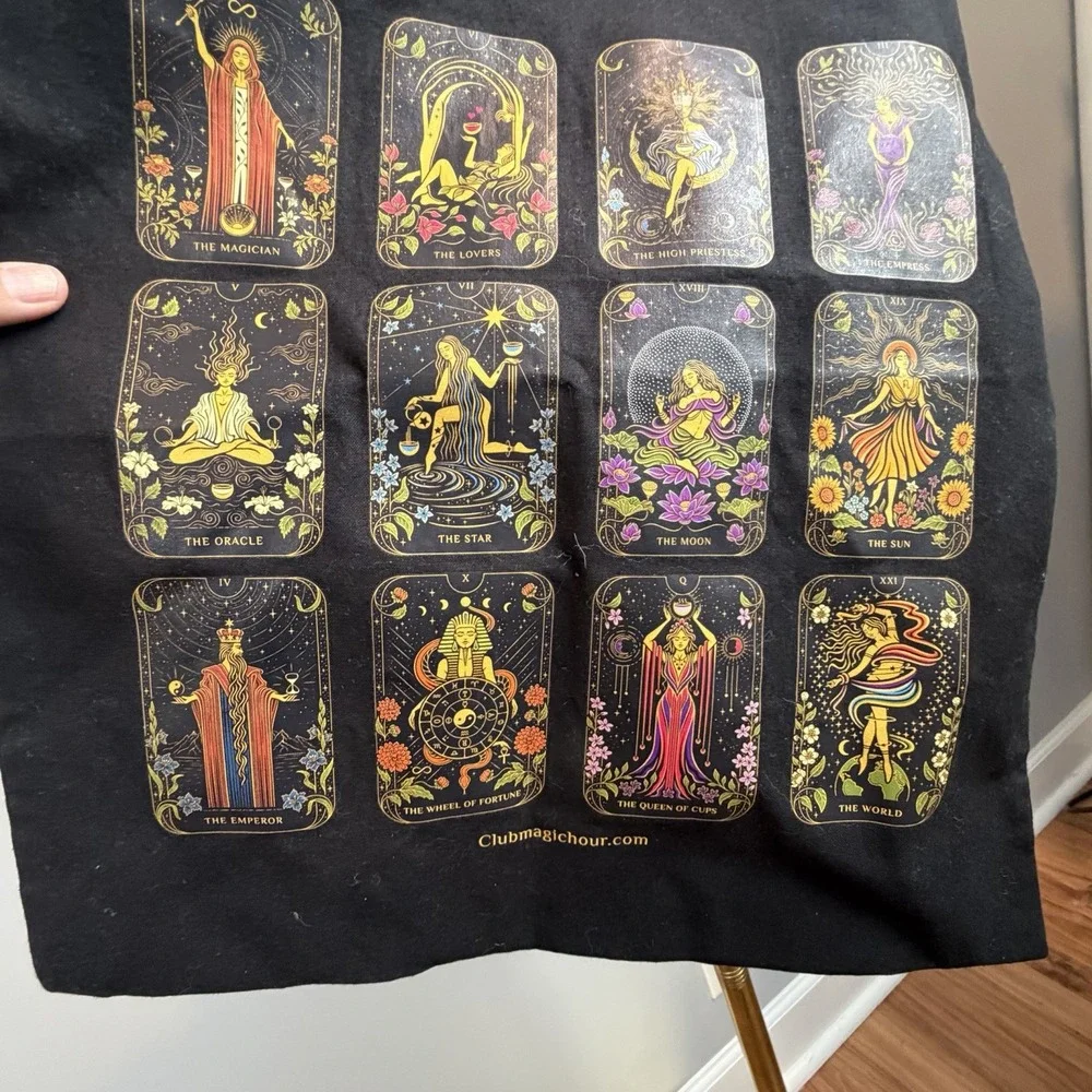 Club Magic Hour Tarot Card Tote Bag Black Cotton Astrology Witchy Occult